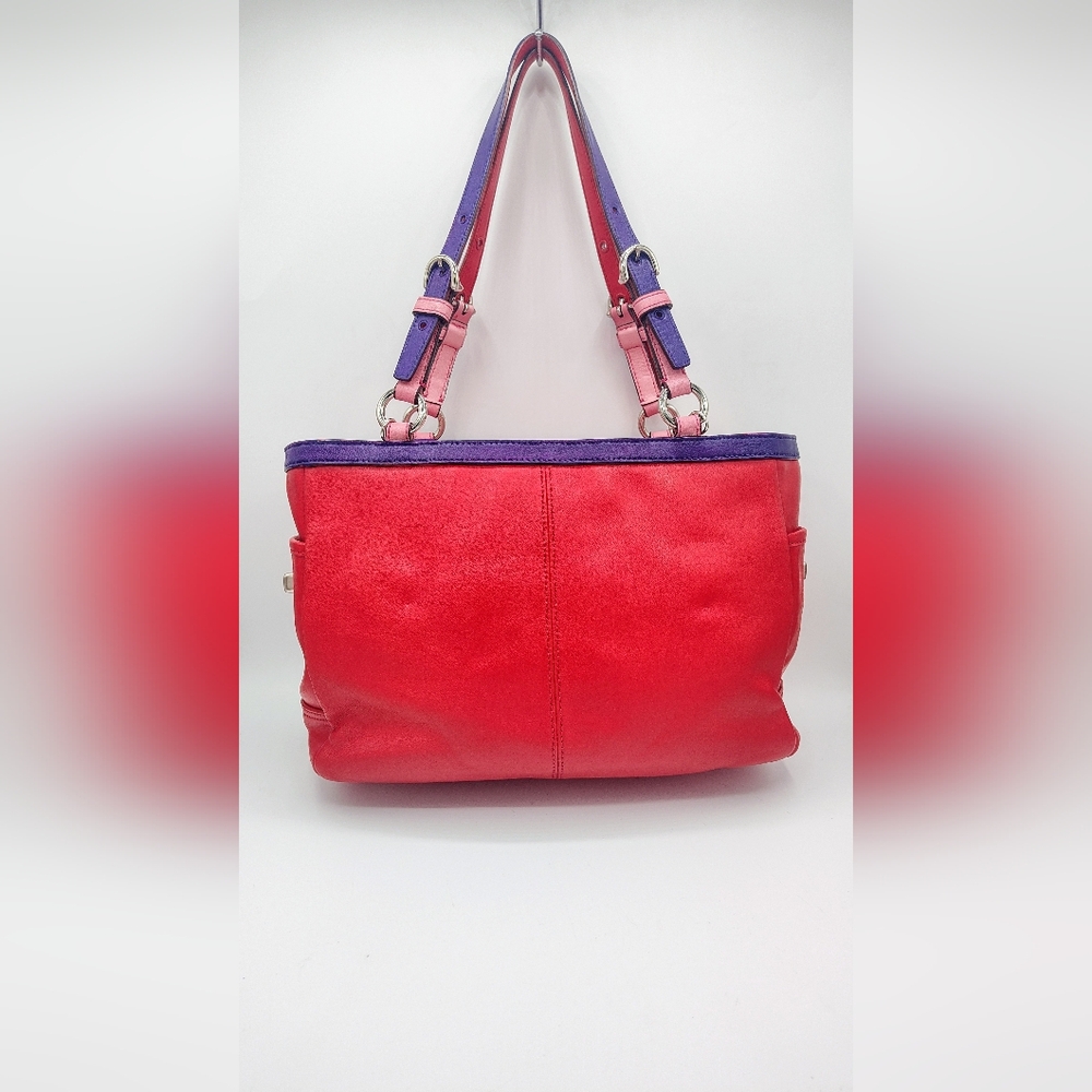 Coach East West Gallery Pleated Leather shoulder bag w/ Lips & Ru Paul charms - Picture 4 of 17